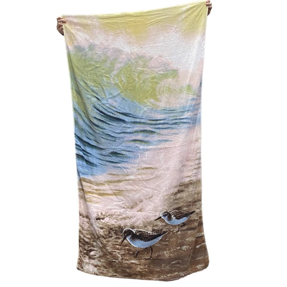 Biederlack Sandpiper beach scene Large Beach Towel 35" x 62" Used - Picture 2 of 7